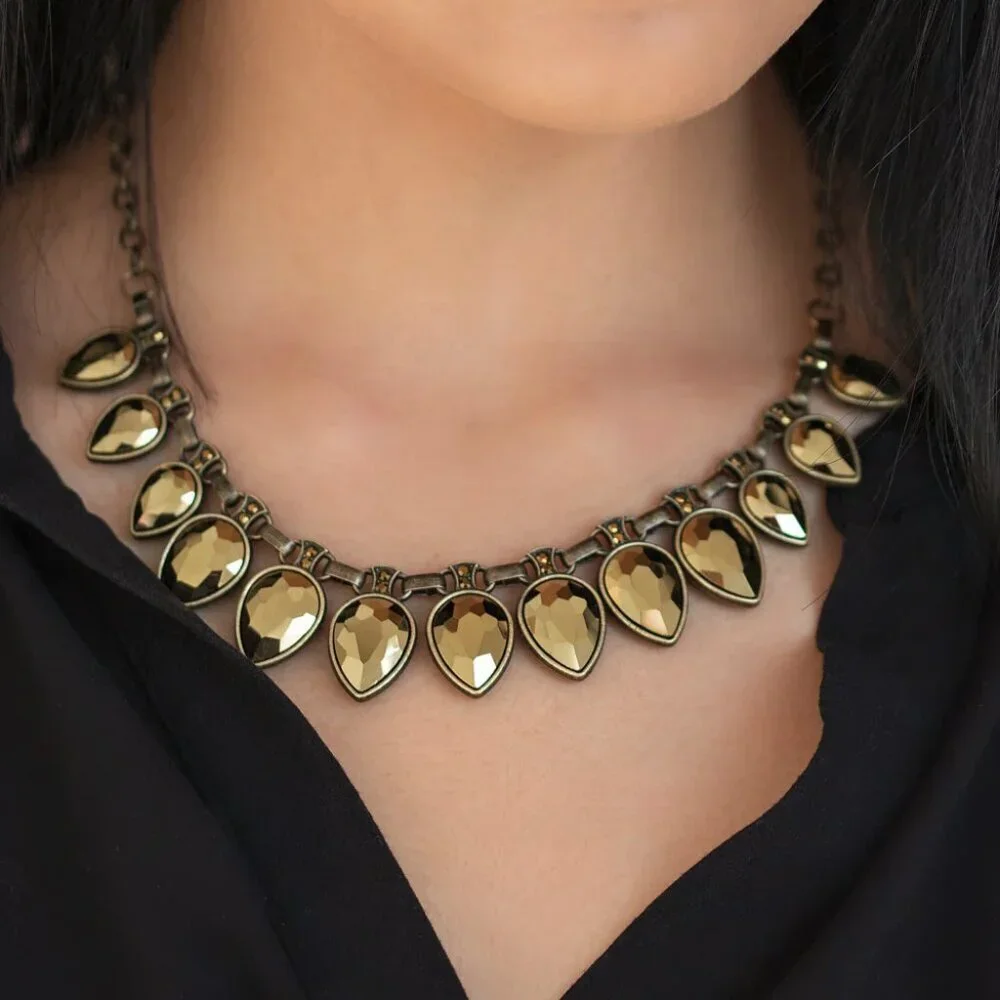 Paparazzi Jewelry Accessories - FEARLESS is More - Brass Necklace - Vintage
